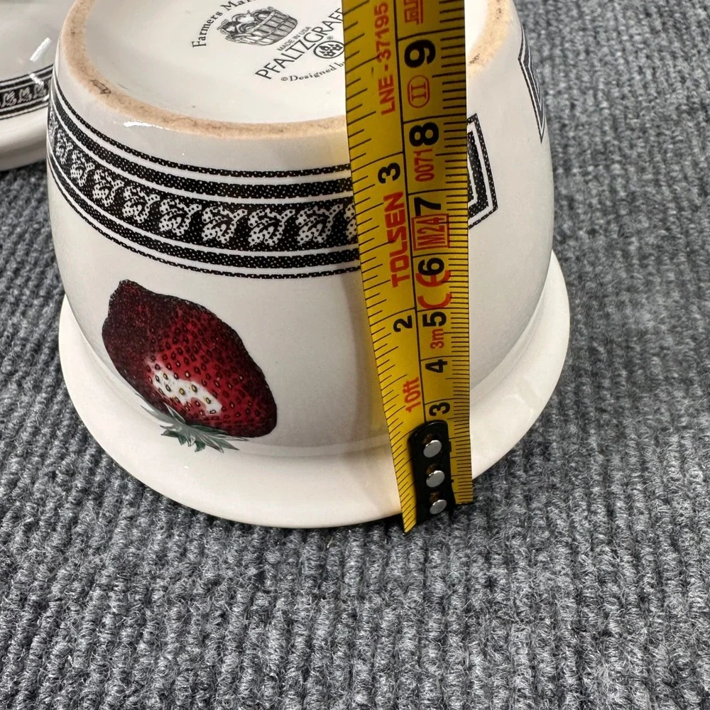 90s Pfaltzgraff Farmers Market Sugar Bowl w Lid Strawberry Fruit Cream Kitchen